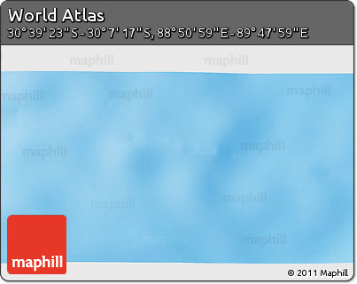 Shaded Relief 3D Map of the Area around 30° 23' 20" S, 89° 19' 29" E