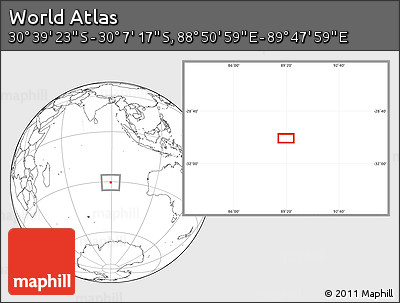 Blank Location Map of the Area around 30° 23' 20" S, 89° 19' 29" E