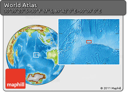 Physical Location Map of the Area around 30° 23' 20" S, 90° 10' 30" E
