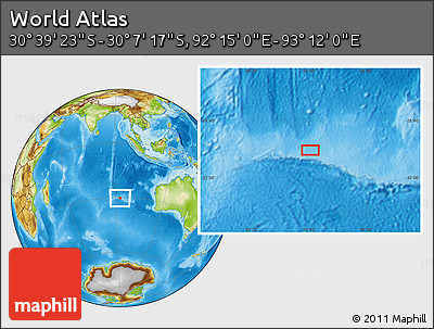 Physical Location Map of the Area around 30° 23' 20" S, 92° 43' 29" E