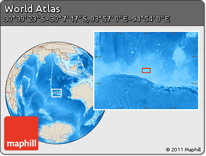 Shaded Relief Location Map of the Area around 30° 23' 20" S, 94° 25' 30" E