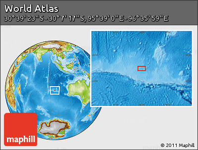 Physical Location Map of the Area around 30° 23' 20" S, 96° 7' 30" E