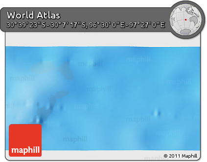Physical 3D Map of the Area around 30° 23' 20" S, 96° 58' 29" E