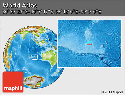 Physical Location Map of the Area around 30° 23' 20" S, 98° 40' 30" E