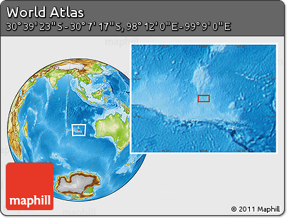 Physical Location Map of the Area around 30° 23' 20" S, 98° 40' 30" E