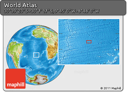 Physical Location Map of the Area around 30° 23' 20" S, 9° 16' 30" W