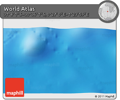 Physical 3D Map of the Area around 30° 52' 1" S, 0° 55' 29" E