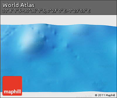 Physical 3D Map of the Area around 30° 52' 1" S, 0° 55' 29" E