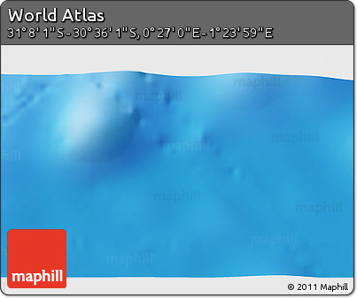 Physical 3D Map of the Area around 30° 52' 1" S, 0° 55' 29" E