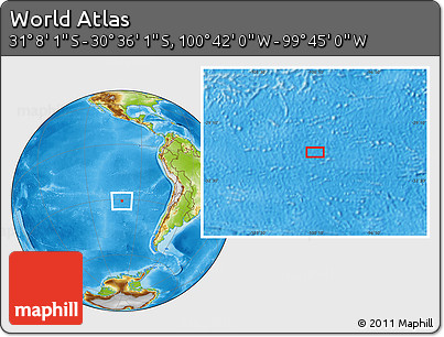 Physical Location Map of the Area around 30° 52' 1" S, 100° 13' 29" W