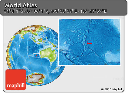 Physical Location Map of the Area around 30° 52' 1" S, 106° 19' 29" E