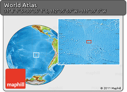 Physical Location Map of the Area around 30° 52' 1" S, 112° 7' 30" W