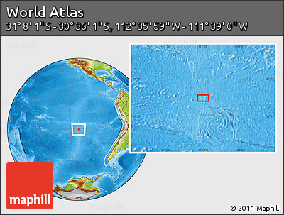 Physical Location Map of the Area around 30° 52' 1" S, 112° 7' 30" W