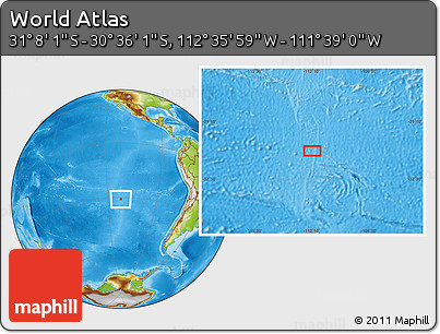 Physical Location Map of the Area around 30° 52' 1" S, 112° 7' 30" W