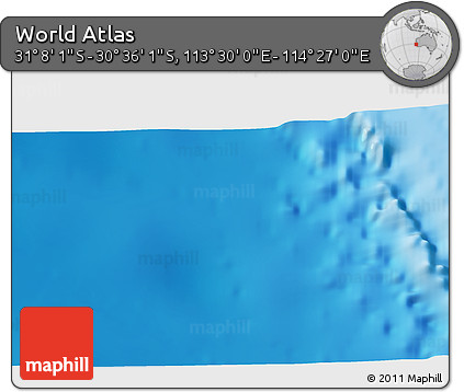 Physical 3D Map of the Area around 30° 52' 1" S, 113° 58' 29" E