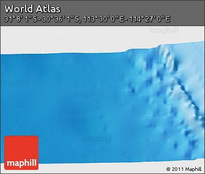 Physical 3D Map of the Area around 30° 52' 1" S, 113° 58' 29" E