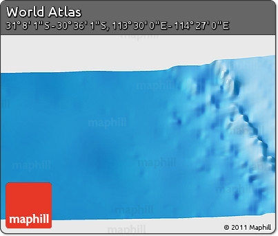 Physical 3D Map of the Area around 30° 52' 1" S, 113° 58' 29" E