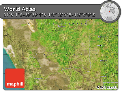 Satellite Map of the Area around 30° 52' 1" S, 115° 40' 30" E