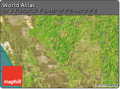 Satellite Map of the Area around 30° 52' 1" S, 115° 40' 30" E