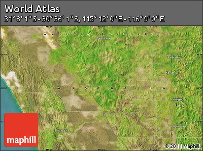 Satellite Map of the Area around 30° 52' 1" S, 115° 40' 30" E
