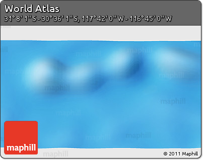 Physical 3D Map of the Area around 30° 52' 1" S, 117° 13' 29" W