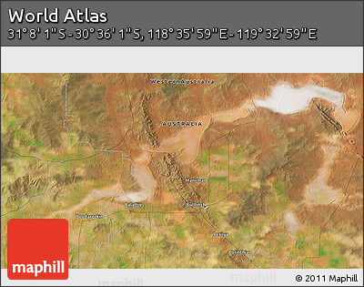 Satellite 3D Map of the Area around 30° 52' 1" S, 119° 4' 29" E