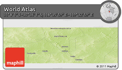 Physical Panoramic Map of the Area around 30° 52' 1" S, 119° 4' 29" E