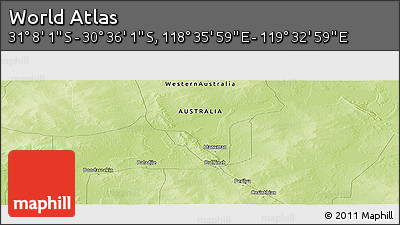 Physical Panoramic Map of the Area around 30° 52' 1" S, 119° 4' 29" E