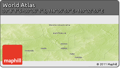 Physical Panoramic Map of the Area around 30° 52' 1" S, 119° 4' 29" E