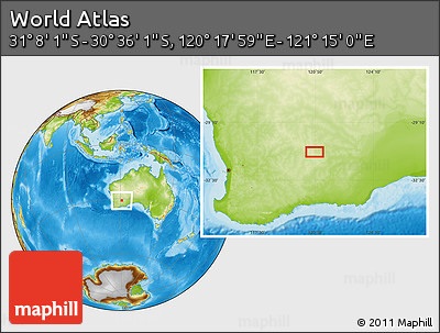 Physical Location Map of the Area around 30° 52' 1" S, 120° 46' 30" E