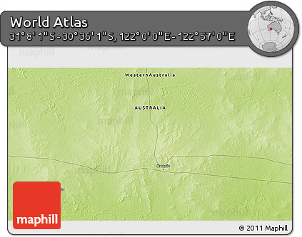 Physical 3D Map of the Area around 30° 52' 1" S, 122° 28' 29" E