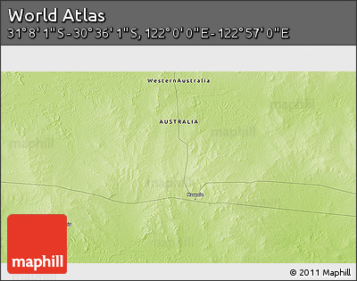 Physical 3D Map of the Area around 30° 52' 1" S, 122° 28' 29" E