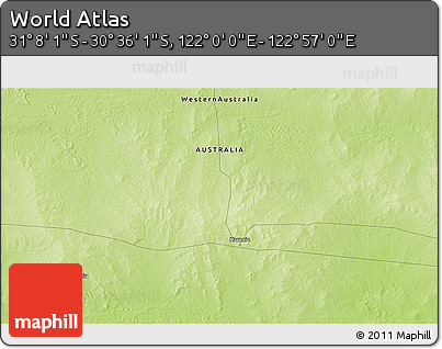 Physical 3D Map of the Area around 30° 52' 1" S, 122° 28' 29" E