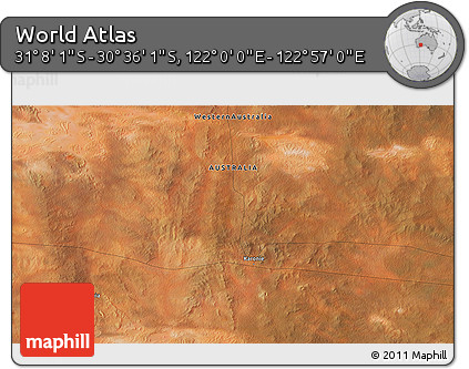 Satellite 3D Map of the Area around 30° 52' 1" S, 122° 28' 29" E