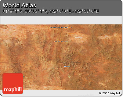 Satellite 3D Map of the Area around 30° 52' 1" S, 122° 28' 29" E