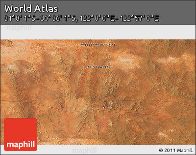 Satellite 3D Map of the Area around 30° 52' 1" S, 122° 28' 29" E