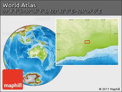 Physical Location Map of the Area around 30° 52' 1" S, 124° 10' 30" E