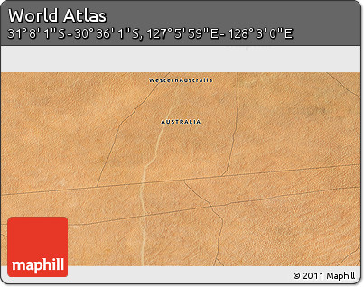 Satellite 3D Map of the Area around 30° 52' 1" S, 127° 34' 30" E