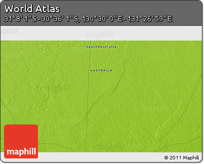 Physical 3D Map of the Area around 30° 52' 1" S, 130° 58' 29" E