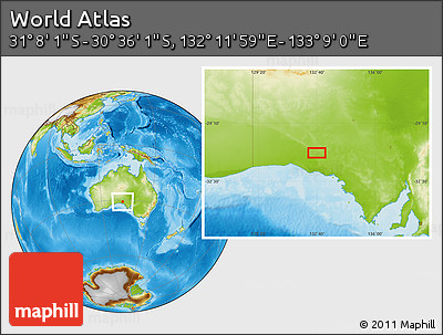 Physical Location Map of the Area around 30° 52' 1" S, 132° 40' 30" E