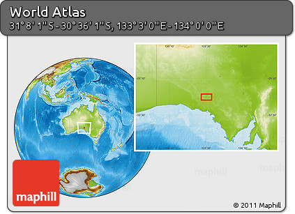 Physical Location Map of the Area around 30° 52' 1" S, 133° 31' 30" E