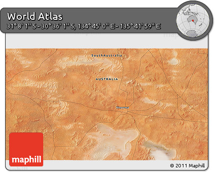 Satellite 3D Map of the Area around 30° 52' 1" S, 135° 13' 29" E