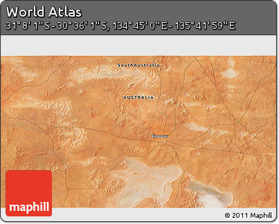 Satellite 3D Map of the Area around 30° 52' 1" S, 135° 13' 29" E