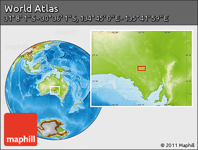 Physical Location Map of the Area around 30° 52' 1" S, 135° 13' 29" E