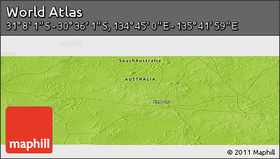 Physical Panoramic Map of the Area around 30° 52' 1" S, 135° 13' 29" E