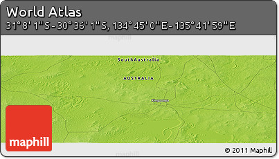 Physical Panoramic Map of the Area around 30° 52' 1" S, 135° 13' 29" E