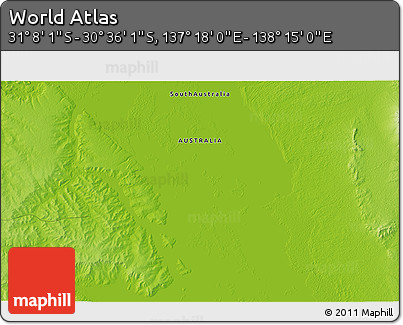 Physical 3D Map of the Area around 30° 52' 1" S, 137° 46' 30" E