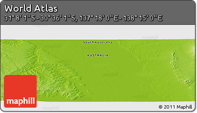 Physical Panoramic Map of the Area around 30° 52' 1" S, 137° 46' 30" E