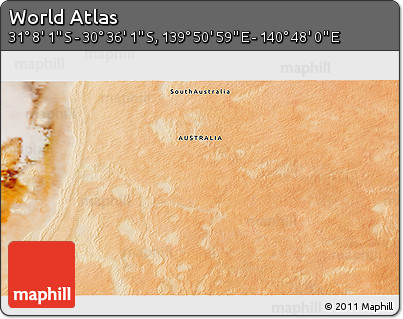 Satellite 3D Map of the Area around 30° 52' 1" S, 140° 19' 29" E