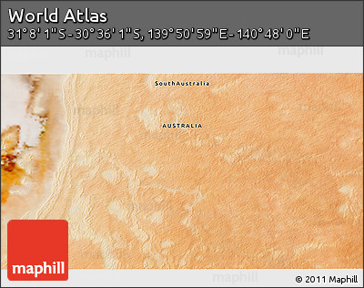 Satellite 3D Map of the Area around 30° 52' 1" S, 140° 19' 29" E